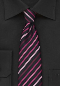 Cravate étroite noire tons roses