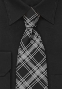 Cravate carreaux noir gris