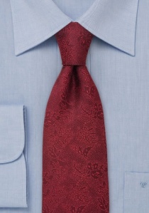 Cravate rouge foncé motif fleur
