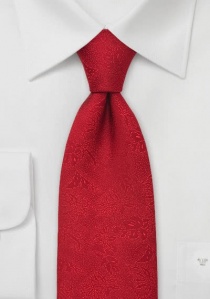Cravate rouge chatoyant motif fleur