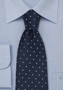 Cravate bleu marine pois bleu ciel
