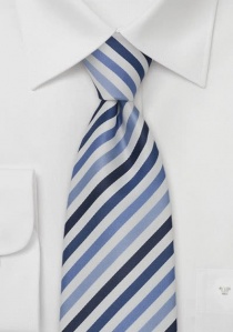 Cravate clip rayée bleu soie