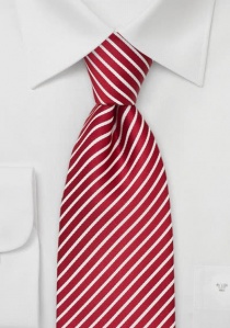 Cravate à rayures clipsées rouge cerise et blanche