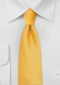 Cravate étroite unie jaune safran