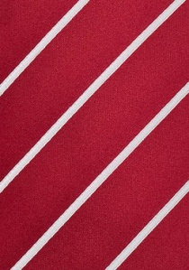 Cravate finement rayée blanc et rouge coquelicot