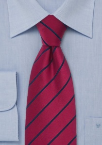 Cravate rayée bleu nuit rouge cerise