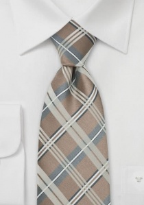 Cravate écossais moka bleu blanc