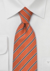 Cravate orange rayée blanc noir