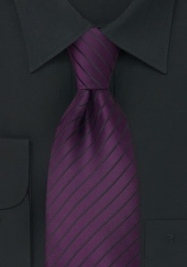 Cravate clip aubergine rayures fines noires