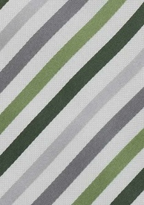 Cravate rayée blanc nuances vertes XXL