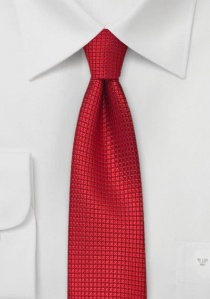 Cravate étroite rouge éclatant fin quadrillage