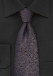 Cravate imprimé cachemire marron bleu marine