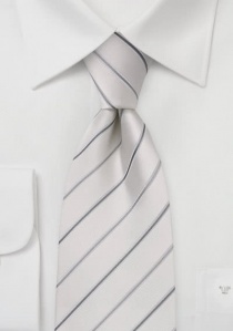Cravate blanc perle rayures fines