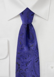 Cravate cultivée motif paisley bleu outremer noir