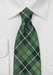 Cravate vert rouge carreaux écossais XXL