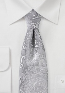 Cravate enfant motif paisley gris argenté