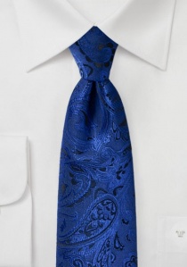 Cravate business XXL motif paisley bleu outremer