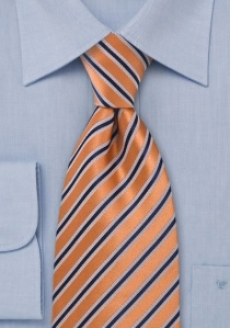 Cravate enfants orange rayures bleues