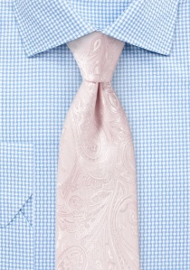 Cravate XXL motif paisley rose pâle