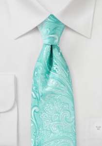 Cravate business XXL motif paisley aqua