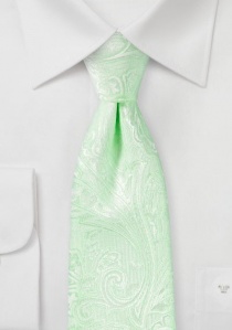 Cravate business XXL motif paisley vert clair