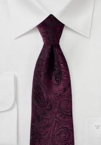 Cravate business XXL motif paisley bordeaux