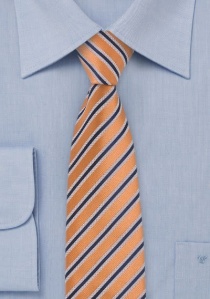 Cravate étroite orange rayures noires