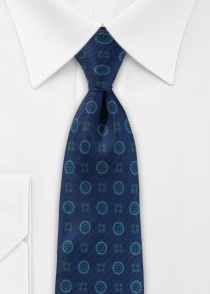 Cravate en soie pour hommes ornements bleu foncé
