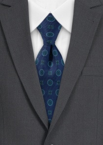 Cravate en soie pour hommes ornements bleu foncé