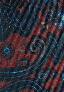 Foulard-cravate motif paisley rouge foncé