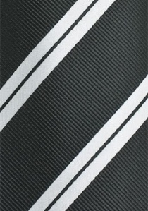 Cravate extra-longue noire rayée blanc