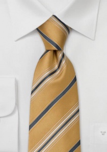 Cravate jaune et anthracite rayée