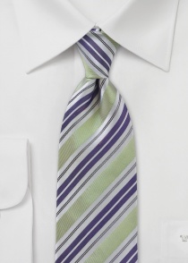 Cravate à rayures vert clair violet