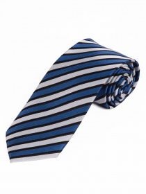 Cravate XXL à rayures bleu royal, noir et blanc