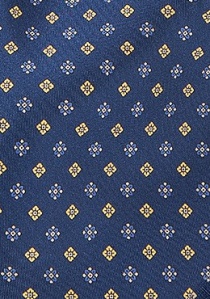 Cravate lavallière bleu marine motif floral beige