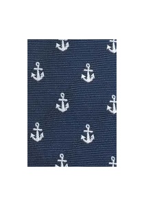 Cravate bleu marine motif ancre blanche