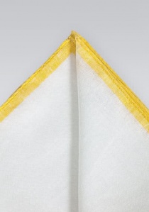 Tissu d'ornement en lin blanc naturel, bord jaune