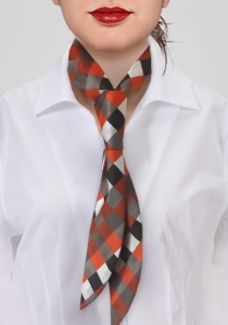 Cravate de service femme carrée rouge blanc gris
