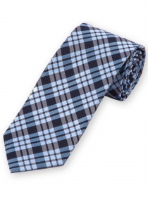 Cravate tartan bleu marine bleu clair