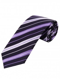 Cravate rayée bleu marine blanc perle violet