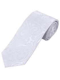Cravate XXL à la mode, motif paisley blanc perle