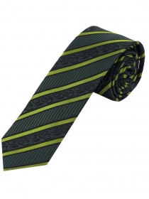 Cravate d'affaires étroite à rayures vert gris