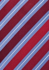 Cravate rayée rouge bleu clair