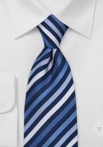 Cravate rayée blanc nuances bleues