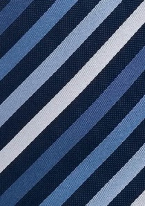 Cravate rayée blanc nuances bleues