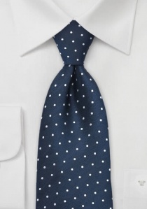 Cravate bleu marine pois blancs
