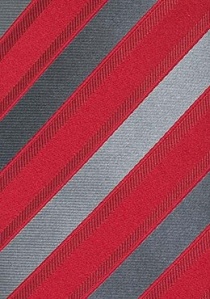 Cravate clip rayures rouge argent