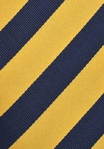 Cravate jaune rayée en bleu foncé