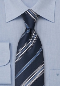 Cravate XXL bleue et blanche rayée