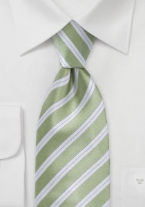 Cravate vert clair rayé italien soie